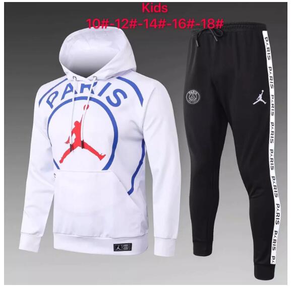 Kids PSG White Sweat Shirt and Pants Training Suits 2020/21